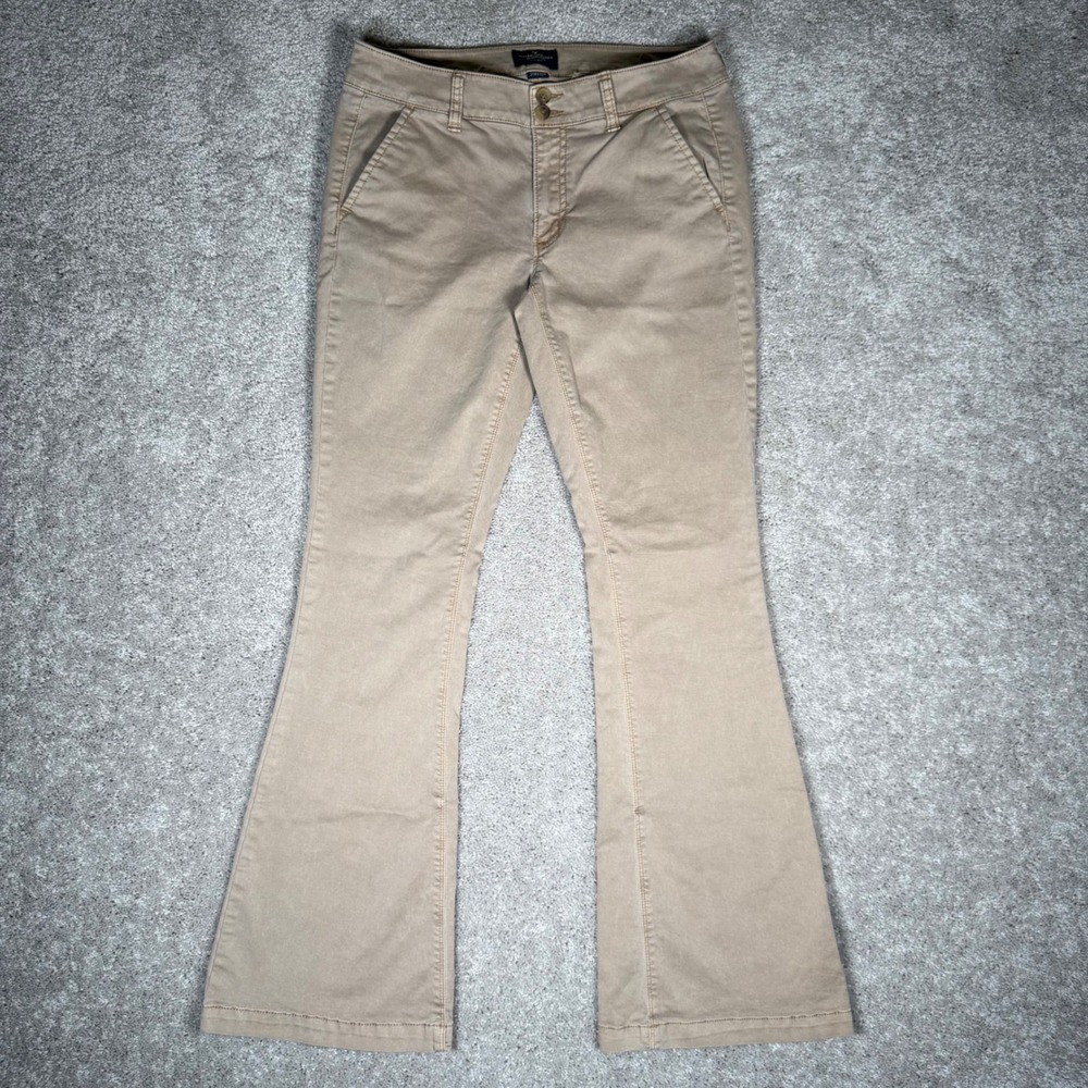 American Eagle Artist Khaki Women's 6 Flare Pants Tan Stretch Chino Trousers